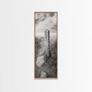 Rural Path, Weathered Stone, Grassy Trail, Framed Canvas Print, Rustic Nature Wall Art, Minimalist Entryway Decor, Autumn Landscape Art