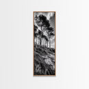 Windy Pines, Cliff Edge, Tree Silhouettes, Canvas Print, Moody Forest Photography, Rustic Cabin Wall Art, Autumn Living Room Decor