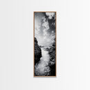 Waterfall Rocks, Mountain Mist, River Flow, Canvas Print, Black And White Landscape Art, Nature Bedroom Decor, Zen Retreat Wall Piece