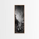 Campfire Smoke, Rocky Coastline, Moody Skies, Autumn Nature, Framed Canvas Print, Rustic Wall Decor, Cabin Aesthetic, Living Room Art