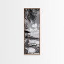 Coastal Bench, Ocean Peace, Nature Retreat, Minimal Landscape, Canvas Print, Zen Wall Art, Bedroom or Entryway Decor, Calm Beach Scene
