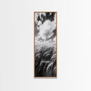 Wheat Field, Cloudy Sky, Rustic Landscape, Black and White Nature, Framed Canvas Print, Farmhouse Kitchen Wall Art, Fall Harvest Vibe