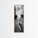 Coastal Crevice, Ocean Stream, Moody Nature, Rugged Beauty, Framed Canvas Print, Minimalist Beach Wall Art, Bedroom Art, Entryway Decor