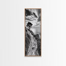 Cliffside Tree, Coastal Path, Nature Landscape, Canvas Print, Monochrome Hiking Trail Art, Boho Entryway or Office Wall Decor