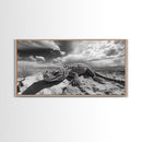 Desert Lizard Close-Up, Reptile Wildlife Photography, Dramatic Sky Scene, Canvas Print, Living Room Wall Art, Nature Decor