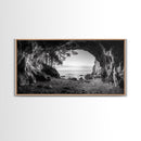 Ocean Cave Opening, Rugged Shoreline Exit, Dramatic Coastal Rock, Canvas Print, Entryway Wall Art, Moody Nautical Decor, Farmhouse Entryway