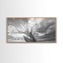 Blooming Iris, Floral Sky, Dreamy Nature, Petal Light, Framed Canvas Print, Modern Bedroom Art, Feminine Wall Art, Botanical Home Decor