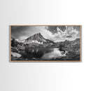 Alpine Lake, Rocky Mountain, Scenic Vista, Nature Reflection, Framed Canvas Print, Rustic Wall Art, Bedroom Wilderness Decor