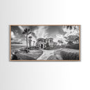 Beach Mansion Wall Art, Tropical Coastal House, Luxury Villa Print, Palm Tree Canvas Print, Living Room Decor, Modern Home Wall Art