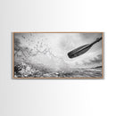 Water Splash Paddle, Adventure Photography, Kayaking Ocean Scene, Framed Canvas Print, Modern Bathroom or Coastal Wall Art
