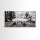 Coastal Graveyard, Moody Seascape, Quiet Reflection Scene, Framed Canvas Print, Gothic Office or Haunted Fall Wall Art Decor, Hallway Wall Art