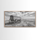 Prairie Wagon, Western Landscape, Old West Photography, Framed Canvas Print, Farmhouse Entryway or Rustic Fall Living Room Art