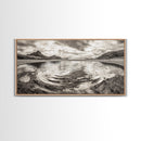 Rippled Water, Mountain View, Serene Beach, Nature Landscape, Canvas Print, minimalist art, spa decor, Scandinavian wall accent