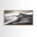 Cliffside Shoreline, Coastal Landscape Art, Ocean Horizon Scene, Canvas Print, Living Room Wall Art, Modern Seaside Minimalist Decor