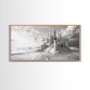 Sandcastle Fortress, Dreamy Seaside Castle, Fairytale Fantasy Art, Ocean Kingdom, Framed Canvas Print, Kids Room Wall Art, Bedroom Wall Art