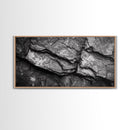 Stone Texture Closeup, Abstract Rock Pattern, Black and White Minimalist, Canvas Print, Modern Wall Art, Office Decor, Earthy Tones