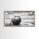 Weathered Buoy, Nautical Rope, Coastal Still Life, Beach Found Object, Framed Canvas Print, Beach House Art, Bathroom Wall Decor