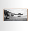 Coastal Cliffs, Ocean Shore, Scenic Beach, Framed Canvas Print, Nature Photography, Bathroom Wall Art, Neutral Tones, Coastal Home Decor