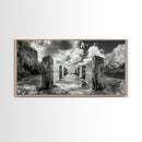 Ocean Pier, Seaside Dock, Crashing Waves, Canvas Print, Dramatic Coastal Wall Art, Black And White Decor, Bathroom Or Hallway Photography