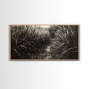 Grassy Trail Path, Earthy Nature Print, Rustic Outdoor Landscape, Wilderness Home Decor, Autumn Hallway Art, Framed Canvas Print