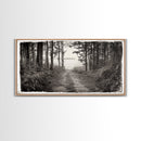 Forest Path, Island View, Vintage Border, Nature Trail, Canvas Print, Sepia Landscape Art, Entryway Wall Art, Woodland Photography Style
