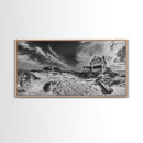 Abandoned House, Beach Shack, Coastal Ruins, Windy Sky, Canvas Print, Rustic Wall Art, Fall Home Decor, Dramatic Seaside Scene