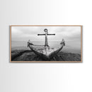 Nautical Anchor Art, Coastal Photography, Rustic Beach Decor, Framed Canvas Print, Bathroom or Lake House Wall Art, Minimal Style