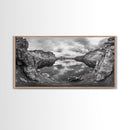 Mountain Lake, Rocky View, Cloud Reflection, Nature Landscape, Canvas Print, Rustic Home Decor, Bedroom Wall Art, Explorer Style