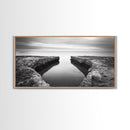 Rocky Inlet, Ocean View, Symmetry Nature, Coastal Zen, Canvas Print, Minimalist Bathroom Art, Tranquil Bedroom Wall Decor, Entryway Accent