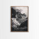 Ocean Cove, Cliffside Escape, Pacific Waters, Coastal Horizon, Canvas Print, Beach House Wall Art, Serene Nature Photography, Neutral Tones