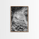 Ice Cave Opening, Winter Wonderland, Arctic Light, Framed Canvas Print, Bedroom Wall Art, Nordic Landscape, Minimalist Winter Art
