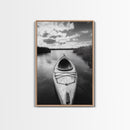 Kayak Lake View, Serene Water Landscape, Outdoor Adventure Art, Canvas Print, Cabin Wall Decor, Nature Lover Gift, Minimalist Water Art