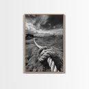 Nautical Rope Knot, Coastal Texture, Ocean Breeze, Framed Canvas Print, Beach House Wall Art, Rustic Nautical Decor, Minimalist Style