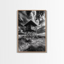 Lifeguard Tower Drama, Windy Beach Sky, Ocean Landscape, Canvas Print, Coastal Wall Art, Moody Surreal Decor, Living Room Statement Art