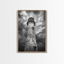 Stormy Lighthouse Closeup, Dramatic Skies, Weathered Beacon, Canvas Print, Coastal Decor, Dark Nautical Wall Art, Moody Ocean Theme