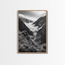 Foggy Mountain Valley, Nature Escape, Serene Wall Art, Framed Canvas Print, Adventure Photography, Cabin Autumn Decor