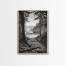 orest Cove, Ocean View, Pacific Trail, Framed Canvas Print, Coastal Nature Wall Art, Entryway Decor, Earthy Minimalist Photography