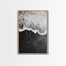 Wave Edge, Cracked Earth, Tide Meets Stone, Nature Contrast, Canvas Print, Abstract Ocean Art, Minimalist Wall Decor, Bathroom Artwork