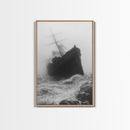 Haunted Ship, Foggy Sea, Maritime Ghost, Canvas Print, Nautical Wall Art, Pirate Ship Aesthetic, Halloween or Fall Home Decor