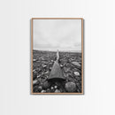 Rifle on Pebbles, Rustic Coastal, Survivalist Aesthetic, Canvas Print, Cabin Wall Art, Masculine Decor, Nature Minimalist Style