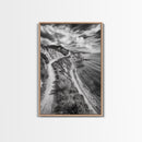 Coastal Mountain Trail, Ocean View, Travel Photography, Framed Canvas Print, Scenic Landscape Art, Office or Hallway Wall Art