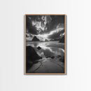 Dramatic Ocean Sunset, Coastal Mountains, Seascape Photography, Canvas Print, Stormy Sky Art, Living Room Focal Wall Decor