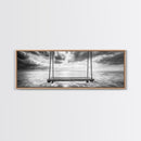 Ocean Swing View, Serene Seascape Art, Minimalist Beach Wall Decor, Framed Canvas Print, Bedroom Art, Calm Coastal Photography