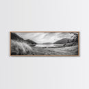 Mountain Lake Calm, Tranquil Nature Reflection, Forest Valley Art, Framed Canvas Print, Minimalist Wall Decor, Serene Landscape Print