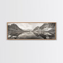 Alpine Reflection, Snowy Peaks, Tranquil Water, Framed Canvas Print, Nature Photography, Minimalist Wall Art, Bedroom or Office Decor