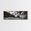 Cliff House, Ocean Cabin, Windy Coast, Framed Canvas Print, Moody Landscape Art, Rustic Wall Decor, Autumn Entryway Art