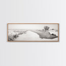 Winter River, Frosty Fields, Minimalist Landscape, Canvas Print, Modern neutral art, Rustic home decor, Entryway wall art, Scandinavian vibe