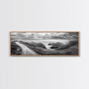 Cliff Path, Sea Escape, Moody Sky, Adventure Trail, Canvas Print, Modern Entryway Wall Art, Travel Photography, Nature Scene
