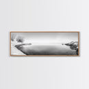 Winter Lake Reflection, Minimal Snow Scene, Bare Trees, Serene Water, Framed Canvas Print, Nordic Minimalist Art, Bedroom Wall Decor