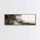 Forest Path, Misty Woods, Quiet Trail, Coastal Fog, Framed Canvas Print, Scandinavian Decor, Entryway Art, Minimal Nature Photography